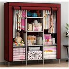 3-Door Foldable Portable Wardrobe – Fancy Storage Closet Organizer with Shelves