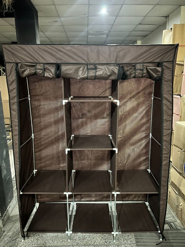 3-Door Foldable Portable Wardrobe – Fancy Storage Closet Organizer with Shelves