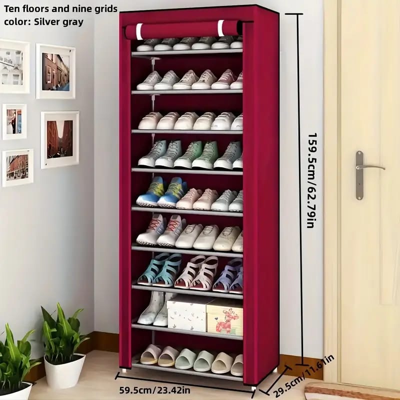 Detachable Multi-Layer Shoe Rack Organizer – Non-Woven Shoe Cabinet, 3 to 9 Layers