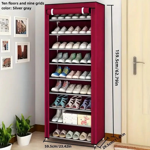 Detachable Multi-Layer Shoe Rack Organizer – Non-Woven Shoe Cabinet, 3 to 9 Layers