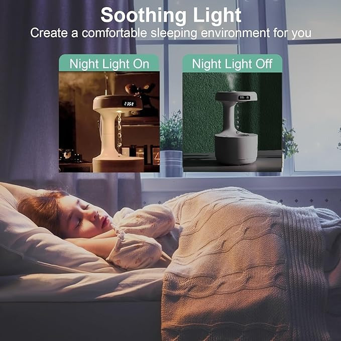 Smooth Sailing Antigravity Humidifier – Ultra-Quiet Mist Diffuser with Water Drop Light Effects