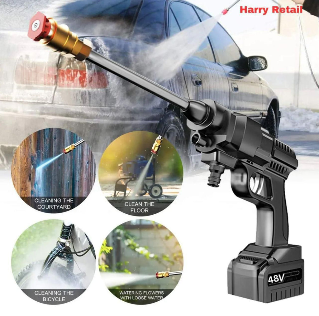 48V Wireless Automatic Cordless Car Wash Spray Gun – High Pressure Lithium Battery