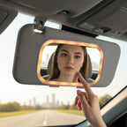Car Sun Visor Vanity Mirror with LED Lights – Touch Control, 3 Light Modes