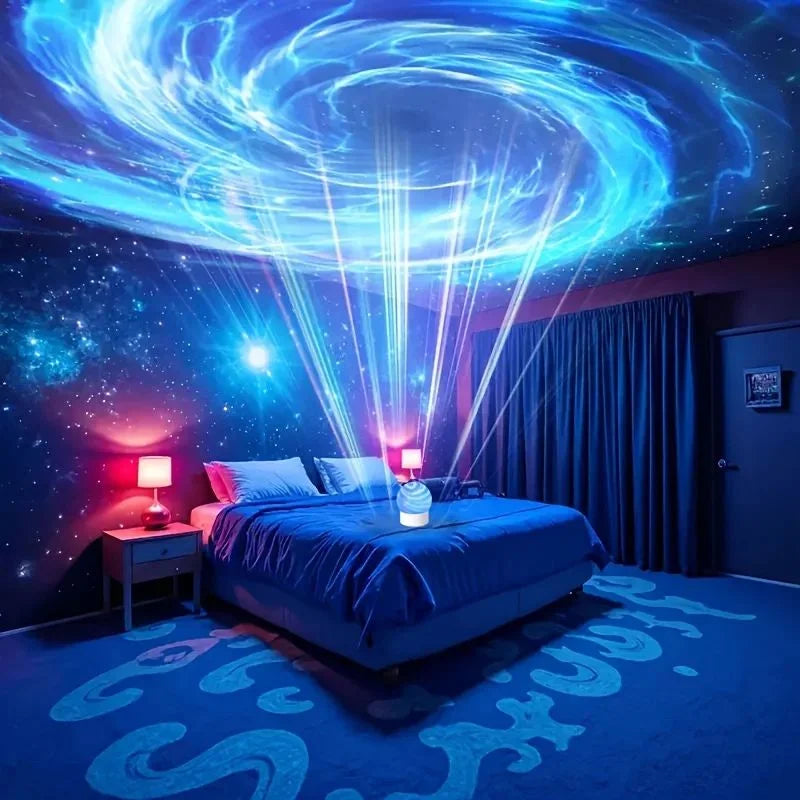 2-in-1 Ocean Wave & Northern Aurora Projector Light – 16-Color RGB Mood Lamp