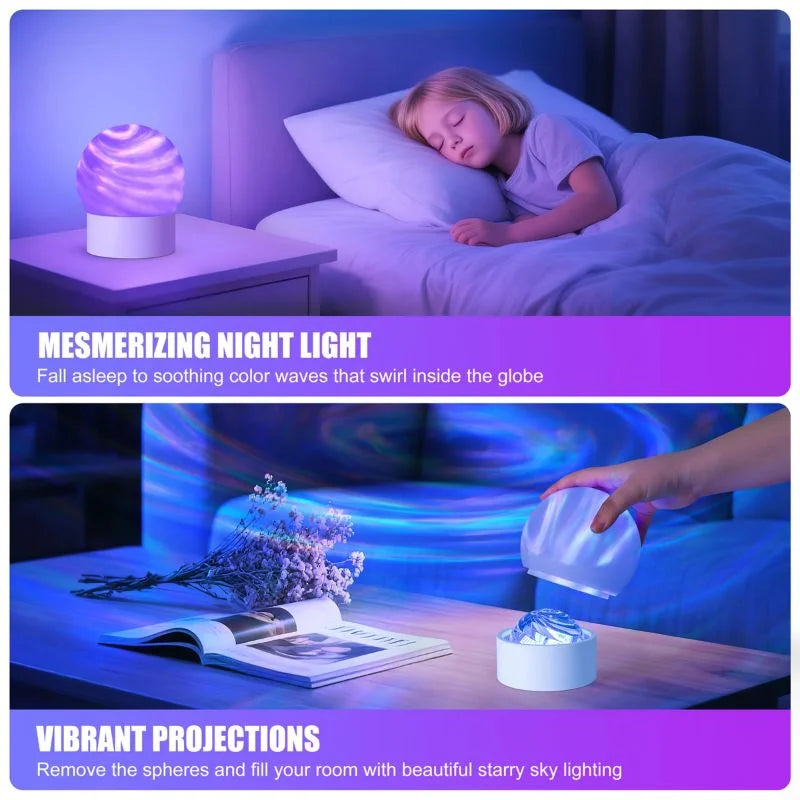 2-in-1 Ocean Wave & Northern Aurora Projector Light – 16-Color RGB Mood Lamp