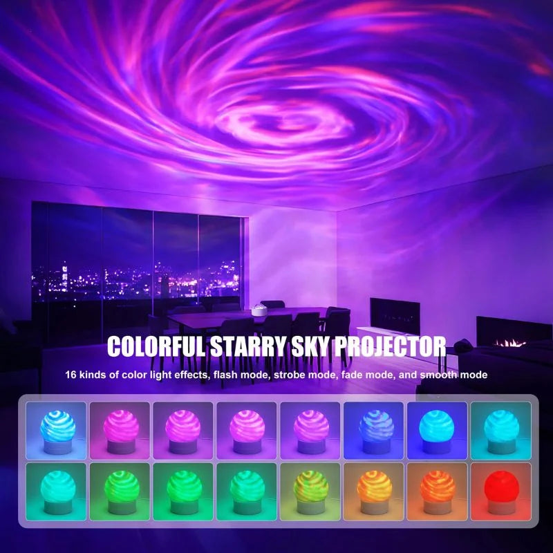 2-in-1 Ocean Wave & Northern Aurora Projector Light – 16-Color RGB Mood Lamp